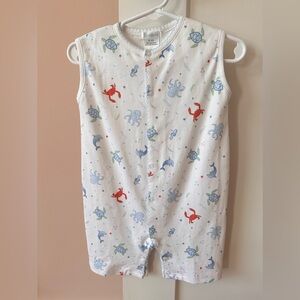 Sleeveless White Ocean Print romper